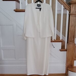 NWT MARSONI 2 Piece Ivory Cocktail Mother Of The Bride Dress With Jacket Size 20